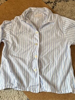 Light Blue & White Striped  Pajama set by Cats Pajamas.